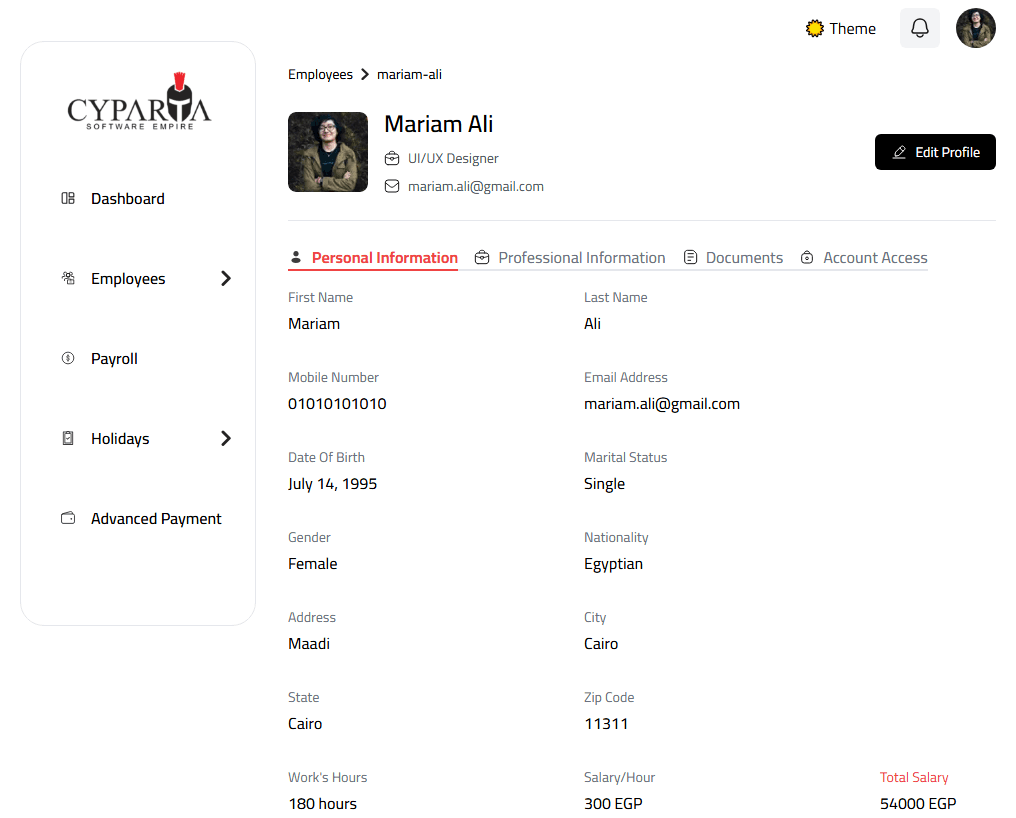 Cyparta Dashboard